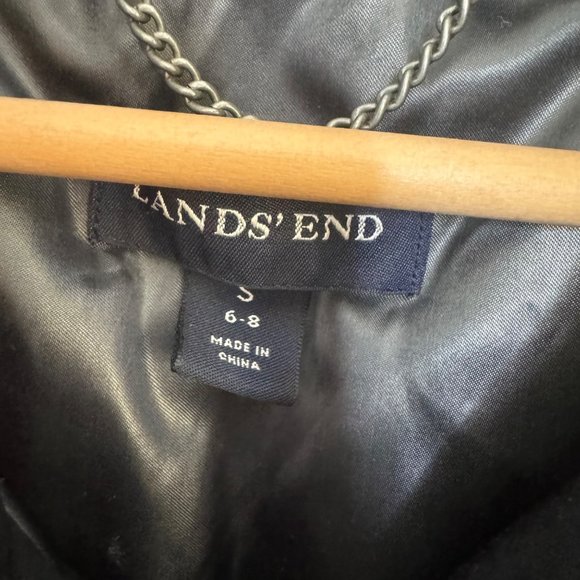 LANDS' END gray metallic down puffer coat with shawl high collar size S - Picture 3 of 11